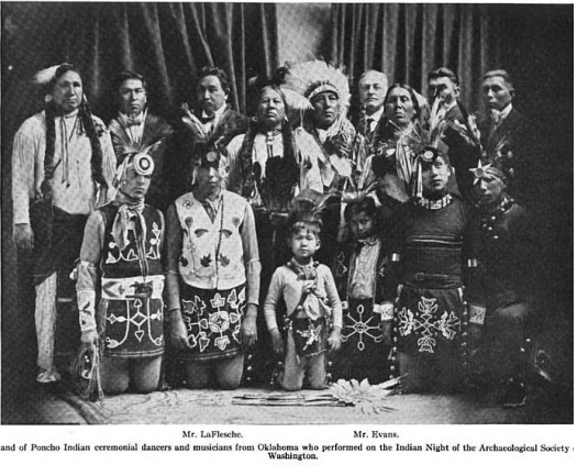 Image of Ponca dancers at the Archaeological Society of Washington's January 1922 powwow.